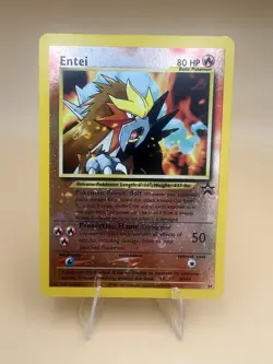 Entei 34 Black Star WOTC Movie Promo Reverse Holo Pokemon Card LP - Image 1