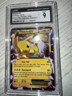 Pikachu EX XY84 CGC 9 Mint + 2015 Black Star Promo Pokemon Card - Image 1
