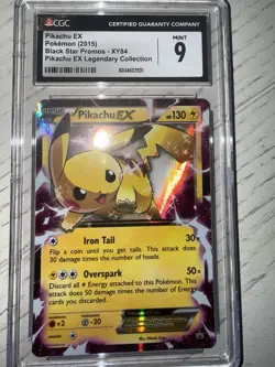 Pikachu EX XY84 CGC 9 Mint + 2015 Black Star Promo Pokemon Card - Image 2