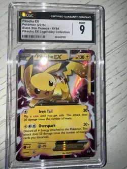 Pikachu EX XY84 CGC 9 Mint + 2015 Black Star Promo Pokemon Card - Image 3