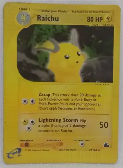 Pokemon TCG Raichu 27/144 Rare Reverse Holo Skyridge Set LP To MP - Image 1