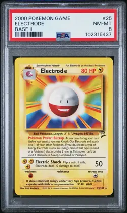 2000 Pokemon Base 2 # 25 Electrode PSA 8 Card NM-MINT! Trusted Seller Free Ship! - Image 1