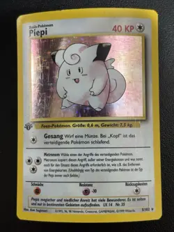 Pokemon Card -Piepi 5/102 Holo (German Clefairy) 1st Edition Base Set DMG - Image 1