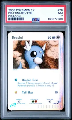 2003 POKEMON EX DRAGON #26 DRATINI-REVERSE FOIL PSA 7 - Image 1