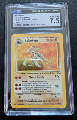 Pokemon Kabutops (1999), Fossil - Unlimited - 9/62, Holo, CGC 7.5 - Image 1