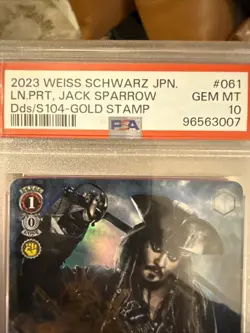 2023 Weiss Schwarz Disney 100 Jack Sparrow Stamp #061SP PSA 10 - Image 3