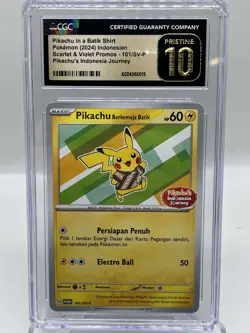 Pikachu Berkemega Batik 101/SV-P Indonesian Promo Pokemon Card CGC 10 PRISTINE - Image 1