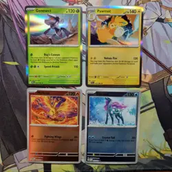 4 Pokemon Cards - Pawmot - Genesect - Moltres - Suicune - Holo Near Mint - Image 1