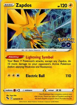 Zapdos Holo Rare Pokemon GO 029/078 NM - Image 1