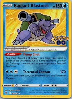 Radiant Blastoise Radiant Rare Pokemon GO 018/078 NM - Image 1