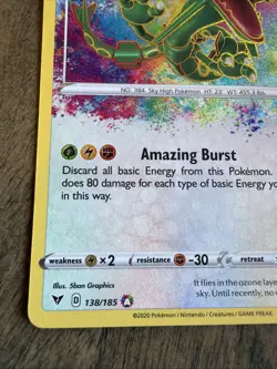 Pokemon TCG Rayquaza #138/185 Swsh04: Vivid Voltage Amazing Rare Holo - Image 3