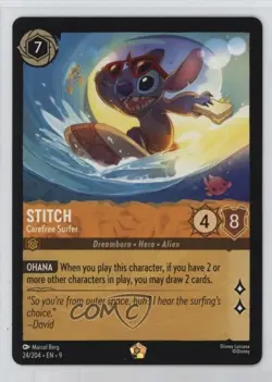 2025 Disney Lorcana Fabled 9 Stitch - Carefree Surfer #24 - Image 1