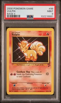 2000 Pokemon Base 2 # 99 Vulpix PSA 9 Card MINT! Trusted Seller! Free Shipping! - Image 1