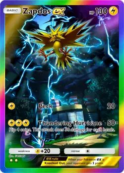 Pokemon Pocket TCG Card 2 Star Full Art Rainbow Zapdos EX Genetic Apex DIGITAL - Image 1