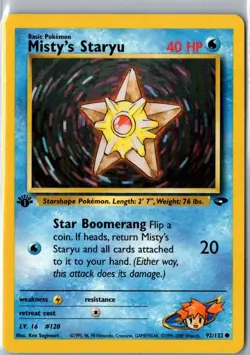 MISTY'S STARYU 92/132 COMMON GYM CHALLENGE POKEMON LP 1st Edition - Image 1
