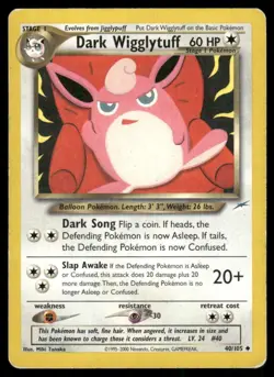 Pokemon Tcg Dark Wigglytuff #40 Pokemon Neo Destiny MP - Image 1