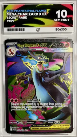 Pokemon TCG Charizard EX 109/094 SR English Graded Ace 10 Gem Mint Perfect Subs - Image 1