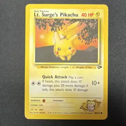 Pokemon Lt. Surge's Pikachu 84/132 Gym Challenge Common 40HP Basic - Image 1