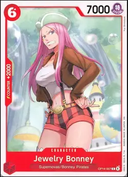 One Piece TCG Jewelry Bonney OP14-007 The Azure Sea's Seven Red Character NM - Image 1