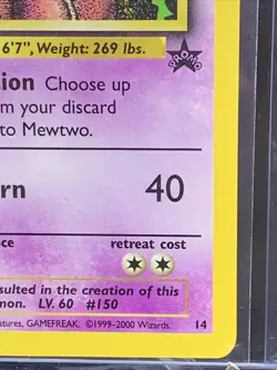 Mewtwo #14 - Black Star Promo Non Holo Rare WotC Vintage Pokemon TCG Card - Image 4