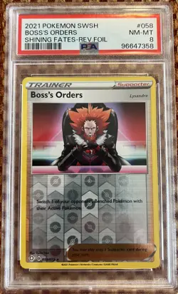 Boss's Orders 058/072 Rare Reverse Foil NM-Mint Pokemon Card PSA 8 - Image 1