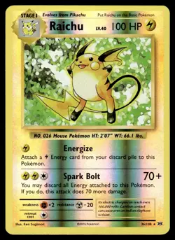 Pokemon TCG Raichu XY - Evolutions #36 Stage 1/Rare Holo - Image 1