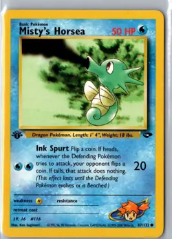 MISTY'S HORSEA 87/132 COMMON GYM CHALLENGE POKEMON LP 1st Edition - Image 1