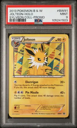 2013 POKEMON BLACK STAR PROMO JOLTEON #BW91 HOLO FOIL PSA 9 MINT #105241503 - Image 1