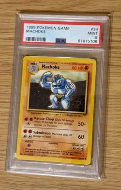 PSA 9 - Machoke 34/102 Base Set Uncommon Pokemon TCG 1999 Unlimited - Image 1