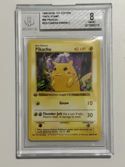 1999 POKEMON BASE SET 1ST EDITION-RED CHEEKS #58 PIKACHU BGS 8 - Image 1