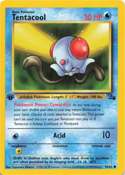 Pokemon - Tentacool #56/62 - Fossil 1st Edition - Image 1