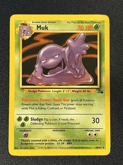 Pokemon Fossil Set Unlimited Muk 28/62 Non-Holo Rare LP-MP - Image 1