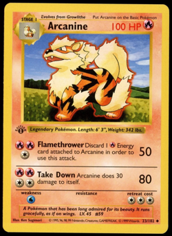 1999 Pokemon Base Set Shadowless 1st Edition Holo Arcanine #23 - Image 1