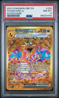 2023 POKEMON OBF EN-OBSIDIAN FLAMES HYPER RARE #228 CHARIZARD EX PSA 8 - Image 1