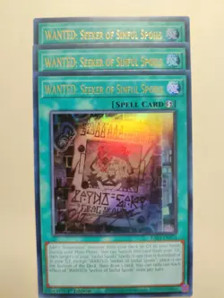 3x YuGiOh! WANTED: Seeker of Sinful Spoils RA03-EN074 Ultra Rare 1st Ed NM - Image 1