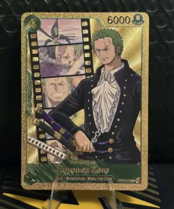 One Piece Roronoa Zoro Gold Foil Fan Art Collector Card TCG - Image 1
