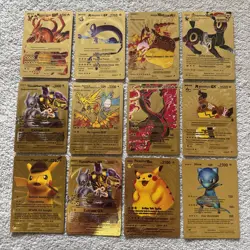 Pokemon Foil Fan Art Cards - Gold Foil Spanish Version Bundle x 12 - Image 1