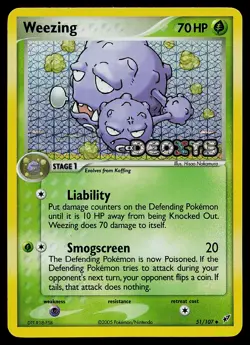 Pokemon Card - Weezing Deoxys 51/107 Uncommon Reverse Holo Stamped - Image 1