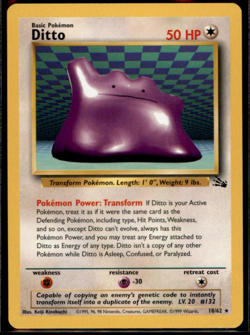 Ditto - 18/62 - Pokemon Fossil Unlimited - VERY Rare Card WOTC - LP - Image 1