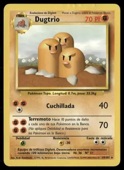 Pokemon TCG Dugtrio #19/102 SPANISH Rare Base Set DMG - Image 1
