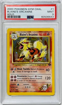 2000 Pokemon Gym Challenge 1/132 Blaine's Arcanine Holo Rare Mint PSA 9 !! - Image 1