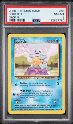 2000 POKEMON BASE SET 2 #93 SQUIRTLE PSA 8 - Image 1