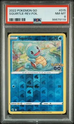 2022 POKEMON GO #015 SQUIRTLE-REVERSE FOIL PSA 8 - Image 1