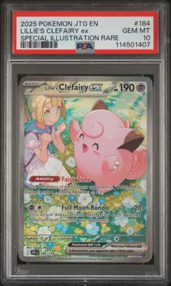 2025 POKEMON JTG EN-JOURNEY TOGETHER #184 LILLIE'S CLEFAIRY EX PSA 10 - Image 1