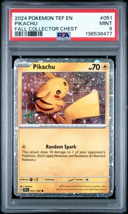2024 POKEMON TEF EN-TEMPORAL FORCES FALL COLLECTOR CHEST #051 PIKACHU PSA 9 - Image 1