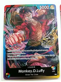 One Piece 3rd Anniversary Stamped 4 Card Promo Set– Monkey.D.Luffy. - Image 2