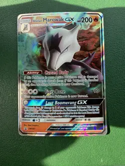 Pokemon Alolan Marowak GX SM187 Promo Full Art Holo 200HP Stage 1 SM TCG Card - Image 1