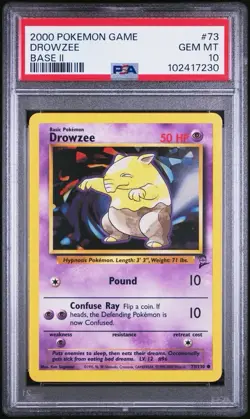 2000 Pokemon Base 2 # 73 Drowzee PSA 10 Card GEM MINT! Trusted Seller! Free Ship - Image 1