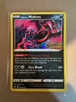 Pokemon Galarian Moltres SWSH125 Evolving Skies Prerelease Promo Holo - Image 1