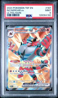 2024 POKEMON TEF EN-TEMPORAL FORCES ULTRA RARE #187 INCINEROAR EX PSA 9 - Image 1